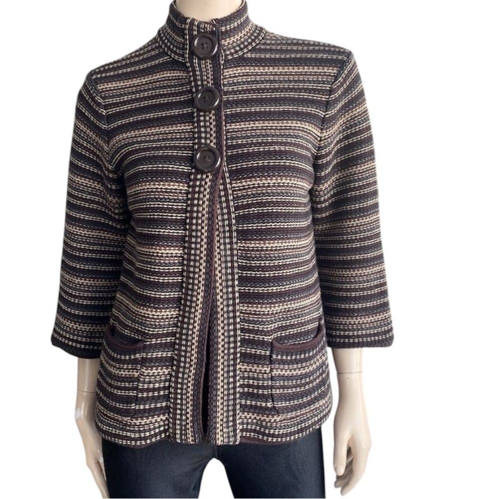 Croft & Barrow Stripped Cotton Blend Knit Cardigan​
